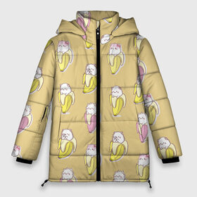 Женская зимняя куртка 3D с принтом Кот и банан в Петрозаводске, верх — 100% полиэстер; подкладка — 100% полиэстер; утеплитель — 100% полиэстер | длина ниже бедра, силуэт Оверсайз. Есть воротник-стойка, отстегивающийся капюшон и ветрозащитная планка. 

Боковые карманы с листочкой на кнопках и внутренний карман на молнии | банан | еда | животное | животные | кот | котенок | коты | кошка | мило | фрукт