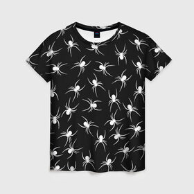 Женская футболка 3D с принтом Пауки в Петрозаводске, 100% полиэфир ( синтетическое хлопкоподобное полотно) | прямой крой, круглый вырез горловины, длина до линии бедер | животное | минимализм | насекомое | паук | фауна