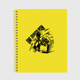 Тетрадь с принтом Сайтама One Punch Man в Петрозаводске, 100% бумага | 48 листов, плотность листов — 60 г/м2, плотность картонной обложки — 250 г/м2. Листы скреплены сбоку удобной пружинной спиралью. Уголки страниц и обложки скругленные. Цвет линий — светло-серый
 | Тематика изображения на принте: anime | one punch man | аниме | анимэ | бэнг | ван панч мэн | ванпанчмен | генос | кинг | сайтама | соник | супер герой | торнадо | уан панч мен