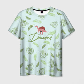 Мужская футболка 3D с принтом Dinodad в Петрозаводске, 100% полиэфир | прямой крой, круглый вырез горловины, длина до линии бедер | dino | dinosaur | family | family look | детские | для всей семьи | семейные | семья | фэмили лук