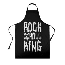 Фартук 3D с принтом Rock and Roll King в Петрозаводске, 100% полиэстер | общий размер — 65 х 85 см, ширина нагрудника — 26 см, горловина — 53 см, длина завязок — 54 см, общий обхват в поясе — 173 см. Принт на завязках и на горловине наносится с двух сторон, на основной части фартука — только с внешней стороны | family | family look | king | rock | rock and roll | детские | для всей семьи | семейные | семья | фэмили лук