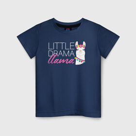 Детская футболка хлопок с принтом Little drama llama в Петрозаводске, 100% хлопок | круглый вырез горловины, полуприлегающий силуэт, длина до линии бедер | drama llama | family | family look | llama | детские | для всей семьи | лама | семейные | семья | фэмили лук