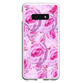 Чехол для Samsung S10E с принтом Roses в Петрозаводске, Силикон | Область печати: задняя сторона чехла, без боковых панелей | дизайн с розами | женственность | нежность | роза | розовый принт | розовый фон | розы | цветы