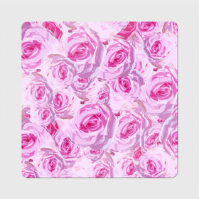 Магнит виниловый Квадрат с принтом Roses в Петрозаводске, полимерный материал с магнитным слоем | размер 9*9 см, закругленные углы | дизайн с розами | женственность | нежность | роза | розовый принт | розовый фон | розы | цветы