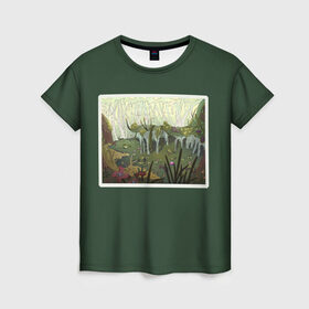Женская футболка 3D с принтом Солнечное болото в Петрозаводске, 100% полиэфир ( синтетическое хлопкоподобное полотно) | прямой крой, круглый вырез горловины, длина до линии бедер | болото | деревья | опасность | растения | цветы