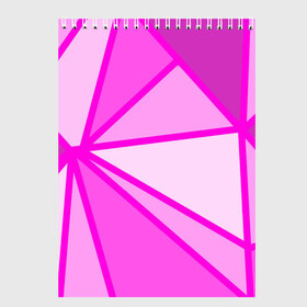 Скетчбук с принтом Осколки розового стекла в Петрозаводске, 100% бумага
 | 48 листов, плотность листов — 100 г/м2, плотность картонной обложки — 250 г/м2. Листы скреплены сверху удобной пружинной спиралью | Тематика изображения на принте: 2021 | геометрия | зеркало | лето | осколок | розовый | треугольники