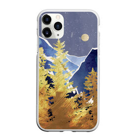 Чехол для iPhone 11 Pro Max матовый с принтом Золотой лес в Петрозаводске, Силикон |  | Тематика изображения на принте: горы | елки | золотой | лес | луна | природа | путешественникам | путешествие