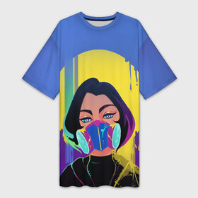 Платье-футболка 3D с принтом AntiCorona в Петрозаводске,  |  | Тематика изображения на принте: covid | девушка в маске | коронавирус | лицо девушки | самоизоляция