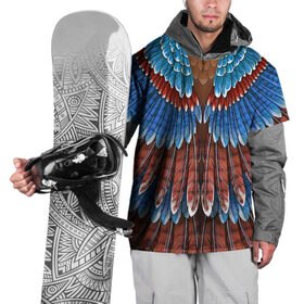 Накидка на куртку 3D с принтом оперение сойка в Петрозаводске, 100% полиэстер |  | feathers | plumage | друид | индеец | коричневый | оперение | орёл | пернатый | перо | перья | природа | птица | синий | сойка | сон