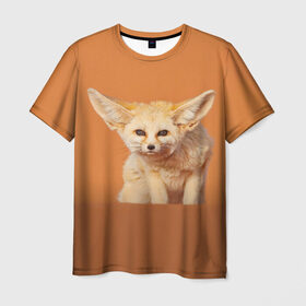 Мужская футболка 3D с принтом Забавный лисенок в Петрозаводске, 100% полиэфир | прямой крой, круглый вырез горловины, длина до линии бедер | fox | foxy | животное | звери | лиса | лисенок | лисичка | милая | рыжая | фокс