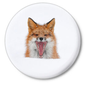 Значок с принтом Снежная лиса в Петрозаводске,  металл | круглая форма, металлическая застежка в виде булавки | fox | foxy | животное | звери | лиса | лисенок | лисичка | милая | рыжая | фокс