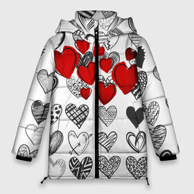 Женская зимняя куртка 3D с принтом Сердца в Петрозаводске, верх — 100% полиэстер; подкладка — 100% полиэстер; утеплитель — 100% полиэстер | длина ниже бедра, силуэт Оверсайз. Есть воротник-стойка, отстегивающийся капюшон и ветрозащитная планка. 

Боковые карманы с листочкой на кнопках и внутренний карман на молнии | 14 февраля | hearts background | валентинов день | влюбленным | девушке | день святого валентина | жене | кардиологу | любимой | любимому | люблю | любовь | мужу | парню | сердца графика | сердца фон
