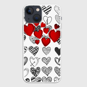 Чехол для iPhone 13 mini с принтом Сердца в Петрозаводске,  |  | 14 февраля | hearts background | валентинов день | влюбленным | девушке | день святого валентина | жене | кардиологу | любимой | любимому | люблю | любовь | мужу | парню | сердца графика | сердца фон