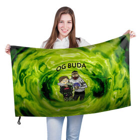 Флаг 3D с принтом Репер - OG Buda в Петрозаводске, 100% полиэстер | плотность ткани — 95 г/м2, размер — 67 х 109 см. Принт наносится с одной стороны | lil melon | og buda | seemee. | оджи буда | репер | рэп исполнитель | федук