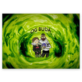 Поздравительная открытка с принтом Репер - OG Buda в Петрозаводске, 100% бумага | плотность бумаги 280 г/м2, матовая, на обратной стороне линовка и место для марки
 | lil melon | og buda | seemee. | оджи буда | репер | рэп исполнитель | федук