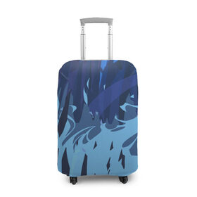 Чехол для чемодана 3D с принтом Синий огонь в Петрозаводске, 86% полиэфир, 14% спандекс | двустороннее нанесение принта, прорези для ручек и колес | авантюрист | замок | ночь | огонь | пейзаж | синий | скалы | утёсы