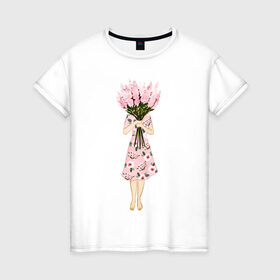Женская футболка хлопок с принтом Я стесняюсь в Петрозаводске, 100% хлопок | прямой крой, круглый вырез горловины, длина до линии бедер, слегка спущенное плечо | 8 марта | dreams | всемирный женский день | цветы