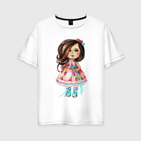 Женская футболка хлопок Oversize с принтом Весенняя принцесса в Петрозаводске, 100% хлопок | свободный крой, круглый ворот, спущенный рукав, длина до линии бедер
 | 8 марта | dreams | всемирный женский день | цветы