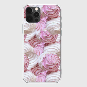Чехол для iPhone 12 Pro Max с принтом Зефир белый и розовый в Петрозаводске, Силикон |  | валентинов день | влюбленные | зефир | любовь | пирожное | романтика | сладости