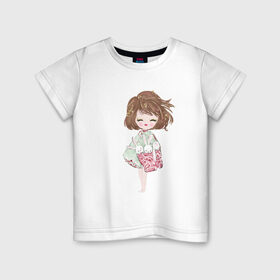 Детская футболка хлопок с принтом Беззаботная радость в Петрозаводске, 100% хлопок | круглый вырез горловины, полуприлегающий силуэт, длина до линии бедер | 8 марта | dreams | всемирный женский день | цветы