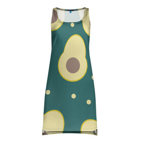 Платье-майка 3D с принтом Авокадо в Петрозаводске, 100% полиэстер | полуприлегающий силуэт, широкие бретели, круглый вырез горловины, удлиненный подол сзади. | авокадо | диета | еда | завтрак | здоровое питание | зеленый | зож | перекус | узор