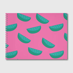 Альбом для рисования с принтом Арбузы на розовом в Петрозаводске, 100% бумага
 | матовая бумага, плотность 200 мг. | арбуз | зеленый | летний | паттерн | подарок | простой | розовыйй | тропический | узор | фрукт