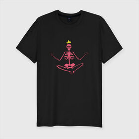 Мужская футболка хлопок Slim с принтом Вечная медитация в Петрозаводске, 92% хлопок, 8% лайкра | приталенный силуэт, круглый вырез ворота, длина до линии бедра, короткий рукав | корона | кости | медитация | ребра | скелет | череп