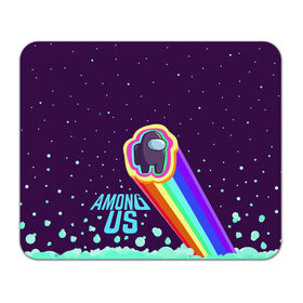 Коврик для мышки прямоугольный с принтом AMONG US neon rainbow в Петрозаводске, натуральный каучук | размер 230 х 185 мм; запечатка лицевой стороны | Тематика изображения на принте: детский | космос | неоновый | радуга | стильная | тренд | яркий