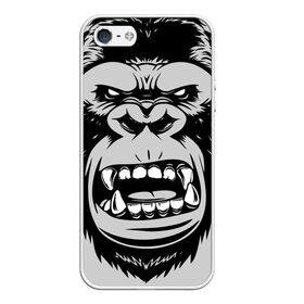 Чехол для iPhone 5/5S матовый с принтом animal crunch в Петрозаводске, Силикон | Область печати: задняя сторона чехла, без боковых панелей | angry | animal | power | горилла | животное | злой | спорт