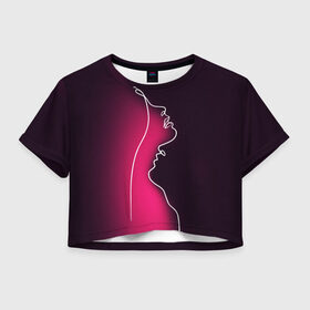 Женская футболка Crop-top 3D с принтом Love в Петрозаводске, 100% полиэстер | круглая горловина, длина футболки до линии талии, рукава с отворотами | 14 февряля | amor | kiss | love | love you | my love | valentine | валентин | люблю | любовь | отношения | пара | поцелуй | я люблю