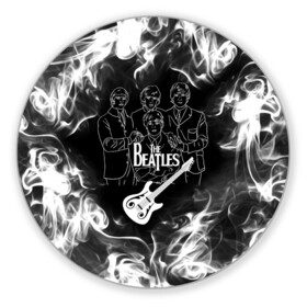 Коврик для мышки круглый с принтом The Beatles в Петрозаводске, резина и полиэстер | круглая форма, изображение наносится на всю лицевую часть | beatles | music | retro | rock | битлз | гитара | джон леннон | джордж харрисон | дым | логотипы групп | музыка | песни | пол маккартини | ретро | ринго старр | рок группа | рокерские | старый рок | черно белый