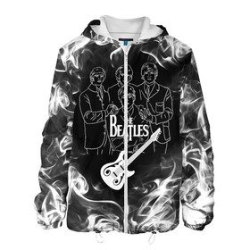 Мужская куртка 3D с принтом The Beatles в Петрозаводске, ткань верха — 100% полиэстер, подклад — флис | прямой крой, подол и капюшон оформлены резинкой с фиксаторами, два кармана без застежек по бокам, один большой потайной карман на груди. Карман на груди застегивается на липучку | Тематика изображения на принте: beatles | music | retro | rock | битлз | гитара | джон леннон | джордж харрисон | дым | логотипы групп | музыка | песни | пол маккартини | ретро | ринго старр | рок группа | рокерские | старый рок | черно белый