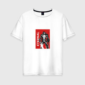 Женская футболка хлопок Oversize с принтом Doom ДУМ в Петрозаводске, 100% хлопок | свободный крой, круглый ворот, спущенный рукав, длина до линии бедер
 | doom eternal | game | герой | дум | дум етернал | игра | палач рока | персонаж