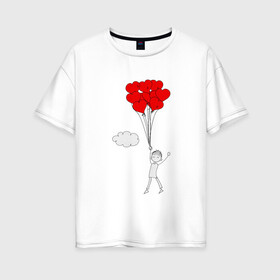Женская футболка хлопок Oversize с принтом На крыльях Любви в Петрозаводске, 100% хлопок | свободный крой, круглый ворот, спущенный рукав, длина до линии бедер
 | любовь | парень | парные