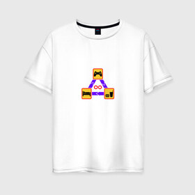 Женская футболка хлопок Oversize с принтом Eat Sleep Game Repeat в Петрозаводске, 100% хлопок | свободный крой, круглый ворот, спущенный рукав, длина до линии бедер
 | game | tegunvteg | джойстик | еда | игры | приставка | сон | треугольник
