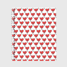 Тетрадь с принтом Разбитое Сердце в Петрозаводске, 100% бумага | 48 листов, плотность листов — 60 г/м2, плотность картонной обложки — 250 г/м2. Листы скреплены сбоку удобной пружинной спиралью. Уголки страниц и обложки скругленные. Цвет линий — светло-серый
 | Тематика изображения на принте: 14 февраля | love | valentines day | амур | валентинка | вторая половинка | день всех влюбленных | купидон | любовь | отношения | подарок любви | поцелуй | праздник любви | романтика | свидание | сердечки