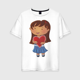 Женская футболка хлопок Oversize с принтом Я люблютебя в Петрозаводске, 100% хлопок | свободный крой, круглый ворот, спущенный рукав, длина до линии бедер
 | влюбленность | девочка | парные | сердце