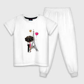 Детская пижама хлопок с принтом Хочу в Париж в Петрозаводске, 100% хлопок |  брюки и футболка прямого кроя, без карманов, на брюках мягкая резинка на поясе и по низу штанин
 | tegunvteg | башня | любовь | путешествия