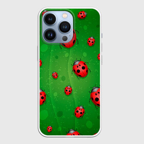 Чехол для iPhone 13 Pro с принтом БОЖЬИ КОРОВКИ в Петрозаводске,  |  | tegunvteg | божьи | букашки | деревья | зеленый | коровки | лес | листья | насекомые | природа | пятна | тараканы