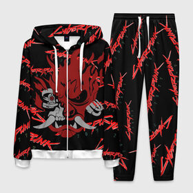 Мужской костюм 3D с принтом Cyberpunk2077 red samurai в Петрозаводске, 100% полиэстер | Манжеты и пояс оформлены тканевой резинкой, двухслойный капюшон со шнурком для регулировки, карманы спереди | 2077 | cyber punk 2077 | cyberpunk | cyberpunk2077art | red | samurai | киберпанк | красный 2077