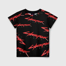 Детская футболка 3D с принтом Cyberpunk 2077 red в Петрозаводске, 100% гипоаллергенный полиэфир | прямой крой, круглый вырез горловины, длина до линии бедер, чуть спущенное плечо, ткань немного тянется | 2077 | cyber punk 2077 | cyberpunk | cyberpunk2077art | red | samurai | киберпанк | красный 2077