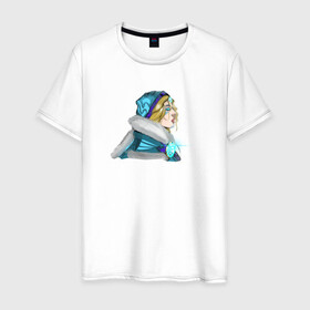 Мужская футболка хлопок с принтом FANART crystal maiden в Петрозаводске, 100% хлопок | прямой крой, круглый вырез горловины, длина до линии бедер, слегка спущенное плечо. | crystalmaiden | dota2 | fanart | games | moba | игры | фанарт