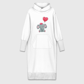 Платье удлиненное хлопок с принтом Влюбленный слоник в Петрозаводске,  |  | влюбленность | животные | мальчик | парные | сердце | слоник | шары