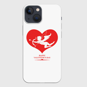 Чехол для iPhone 13 mini с принтом Happy Valentines Day в Петрозаводске,  |  | 14 февраля | love | valentines day | амур | валентинка | вторая половинка | день всех влюбленных | купидон | любовь | отношения | подарок любви | поцелуй | праздник любви | романтика | свидание | сердечки