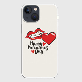 Чехол для iPhone 13 mini с принтом Happy Valentines Day в Петрозаводске,  |  | 14 февраля | love | valentines day | амур | валентинка | вторая половинка | день всех влюбленных | купидон | любовь | отношения | подарок любви | поцелуй | праздник любви | романтика | свидание | сердечки