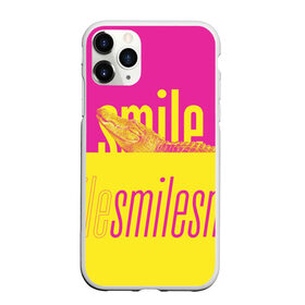 Чехол для iPhone 11 Pro матовый с принтом Улыбнись (крокодил) в Петрозаводске, Силикон |  | smile | гена | желтый | крокодил | позитив | розовый | улыбка | улыбнись