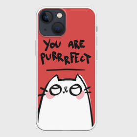 Чехол для iPhone 13 mini с принтом You are Purrrfect в Петрозаводске,  |  | 14 февряля | amor | kiss | love | love you | my love | valentine | валентин | люблю | любовь | отношения | пара | поцелуй | я люблю