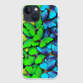 Чехол для iPhone 13 mini с принтом Радужные бабочки в Петрозаводске,  |  | абстракция | бабочки | градиент | неон | природа | радуга | узор | фон | яркий узор
