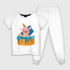 Детская пижама хлопок с принтом Свинка в Петрозаводске, 100% хлопок |  брюки и футболка прямого кроя, без карманов, на брюках мягкая резинка на поясе и по низу штанин
 | Тематика изображения на принте: свинья | тортик | хрюшка