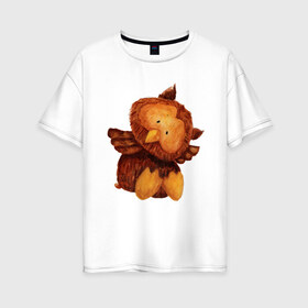 Женская футболка хлопок Oversize с принтом Сова в Петрозаводске, 100% хлопок | свободный крой, круглый ворот, спущенный рукав, длина до линии бедер
 | режим дня | совушка